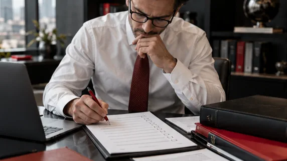 Investment manager reviewing an issuance checklist and transaction documents